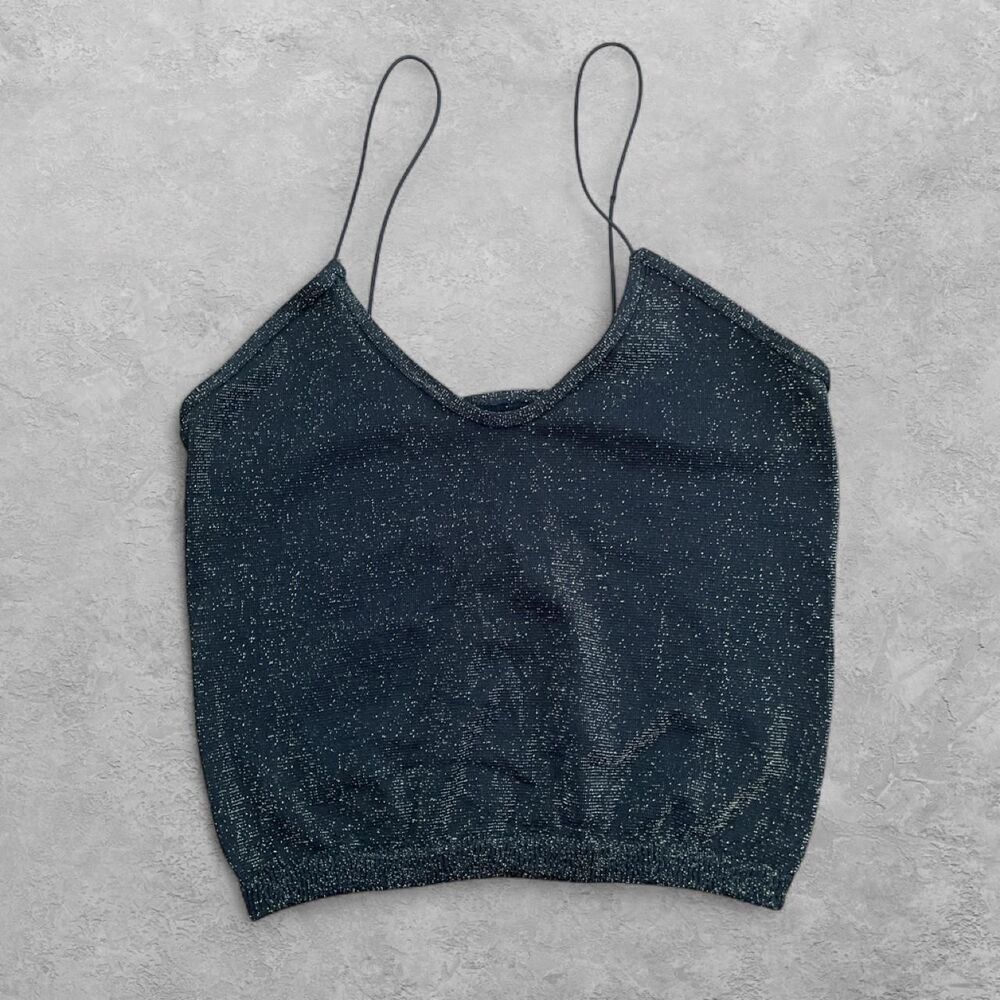 Intimately Free People Shimmer On Women's Tank Top Black Gold M/L Y2K
